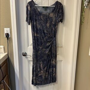 Lauren Ralph Lauren Indigo viscose faux-wrap dress size S/P